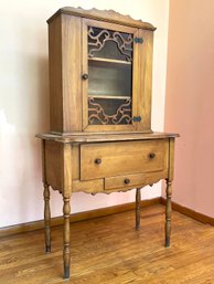 A Vintage Scrolled Wood China Cabinet