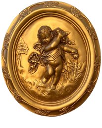 Vintage Angels Gold Painted Circle Plaster