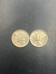 2 1941 Uncirculated Mercury Dimes