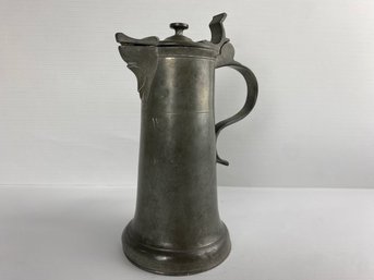 Antique German Pewter Flagon, Monogram For F.A.W.