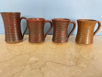 Set Of Iron Red Ceramic Mugs