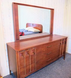 Mid-century Modern Kent Coffey Perspecta Lowboy Dresser With Mirror