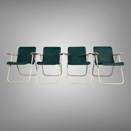 Green And White Outdoor Folding Armchairs