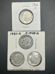 4 Roosevelt Silver Dimes