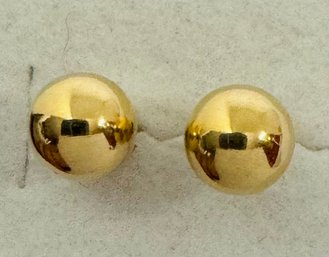 14K GOLD 7.6MM BALL STUD EARRINGS