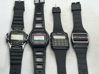 4 Vintage Men's Digital And Red LED Wristwatches