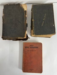 2 Antique 1887 And 1898 Bibles With A 1944 Bible Handbook