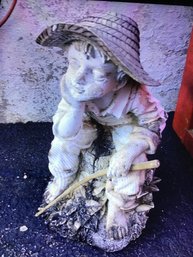 Large Resin Little Boy With Hat