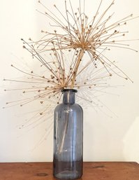 West Elm- Large Blue Hand Blown Vase With Dried Allium