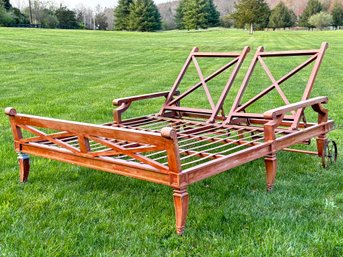 A Fabulous High Quality Cast Aluminum Double Chaise Lounge In Neoclassical Style