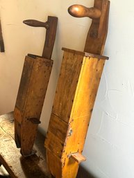 TWO Antique Pair Hand Made Wood Corn Planters