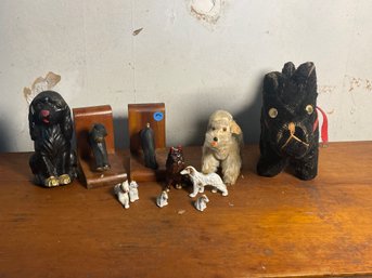 DOG BOOKENDS, FIGURINES, AND A SCOTTIE DOG