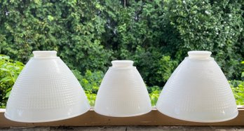 Three Vintage White Milk Glass Light Shades