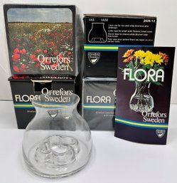 Four Orrefors Sweden Flora Vases For Small Wild Flowers In Original Boxes