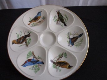 Fireproof Porcelain Louis Louriouex Le Faune Birds Oyster Plate  - Made In France