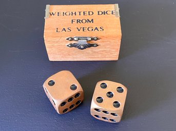 Vintage Weighted Brass Dice From Vegas With Wood Box