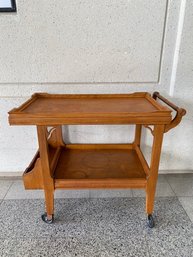 Vintage Solid Wood Bar Cart Serving Trolley