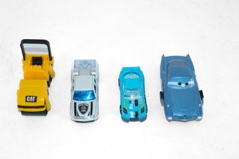 2 Mattel Cars, 1 Disney Pixar Car, 1 Cat