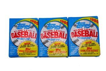 3 1989 Unopened Topps Major League Baseball Bubble Gum Cards