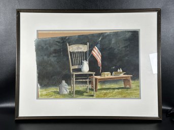 An Original Watercolor Still Life By R. Heath, Signed