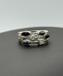 Espo Sterling Silver Multi Gemstone Layered Ring