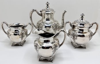 Vintage Forbes Silver Co. Quadruple Silver Plated Tea Set, Appears Unused