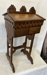 Antique Victorian Era EASTLAKE SEWING STAND- Circa 1870s- Solid Oak