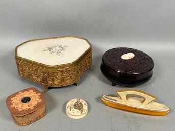 Vintage Jewelry Boxes With Nail Buffer