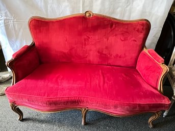 French Red Velvet Settee