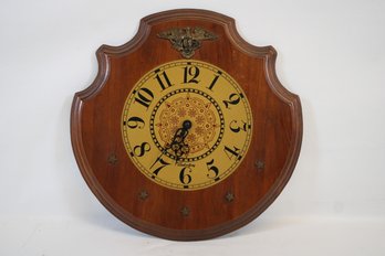 Vintage Woodcroftery Wall Clock Adorned With Federal Eagle & Star Studded
