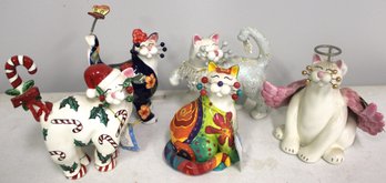 Lot Of 5 Whimsical Cat Figurines