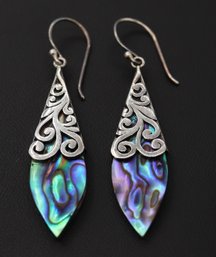 Gorgeous Abalone Shell Sterling Silver Drop Earrings