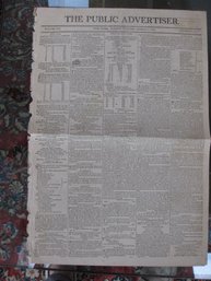 MARCH 6, 1809 - BETWEEN WARS ERA NEWSPAPER- THE PUBLIC ADVERTISER  NEW YORK