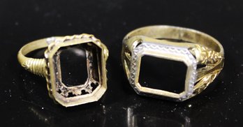 Two Vintage Antique Gold Filled Ring Frames Settings Sizes 7 & 9.5