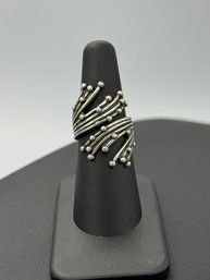 Vintage Modernist Wrap Around Atomic Ring By Beau Sterling