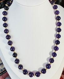 14K GOLD 9.9MM AMETHYST AND GOLD NECKLACE