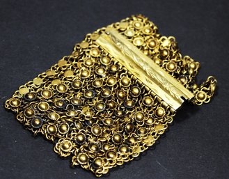 Very Fine Gold Over Sterling Silver Antique Wide Middle Eastern Bracelet