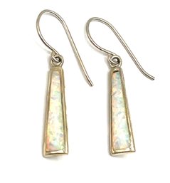 Vintage Sterling Silver Opal Color Dangle Earrings
