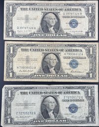 3 $1 Silver Certificates 1957, 1957-A, 1935-E