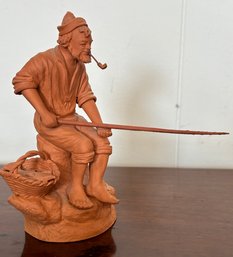 Vintage Grasso Italian Art Ceramic Fisherman Figurine