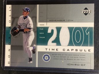 2002 Upper Deck Honor Roll Time Capsule Ichiro Jersey Relic Card - K