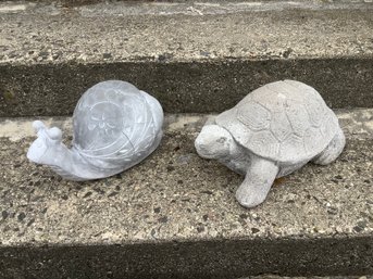 Garden Statues Of A Snail And Turtle Set Of 2