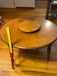 Round Wood Coffee Table With Lazy Susan 32x16.5'