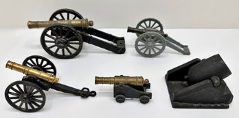 Five Vintage Penncraft Cast Iron & Bronze Model Canons