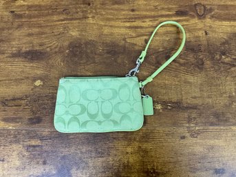 Authentic Signature Lime Green Coach Wristlet Change Purse