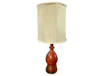 Tall Vintage Red-orange Asian Ceramic Gilt Painted Lamp