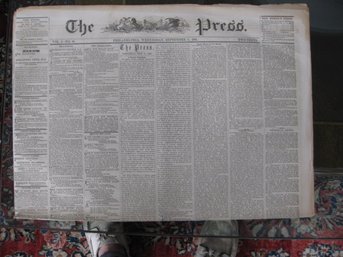 SEPT. 11, 1861 CIVIL WAR ERA NEWSPAPER- THE PRESS FROM PHILADELPHIA