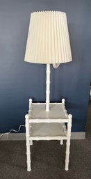 Vintage MCM 1960s Asian Faux Bamboo White Table Floor Lamp