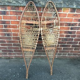 Very Cool Large Pair Of Antique Adirondack Snow Shoes - Very Nice Pair - Lots Of Patina - Quite Large 45' High