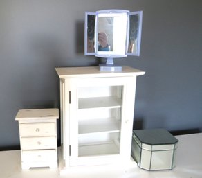 Collection Of Jewelry Boxes Mirrors Table Top Cabinet